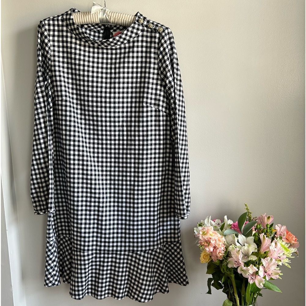 J.CREW Factory Funnel Neck Gingham Dress